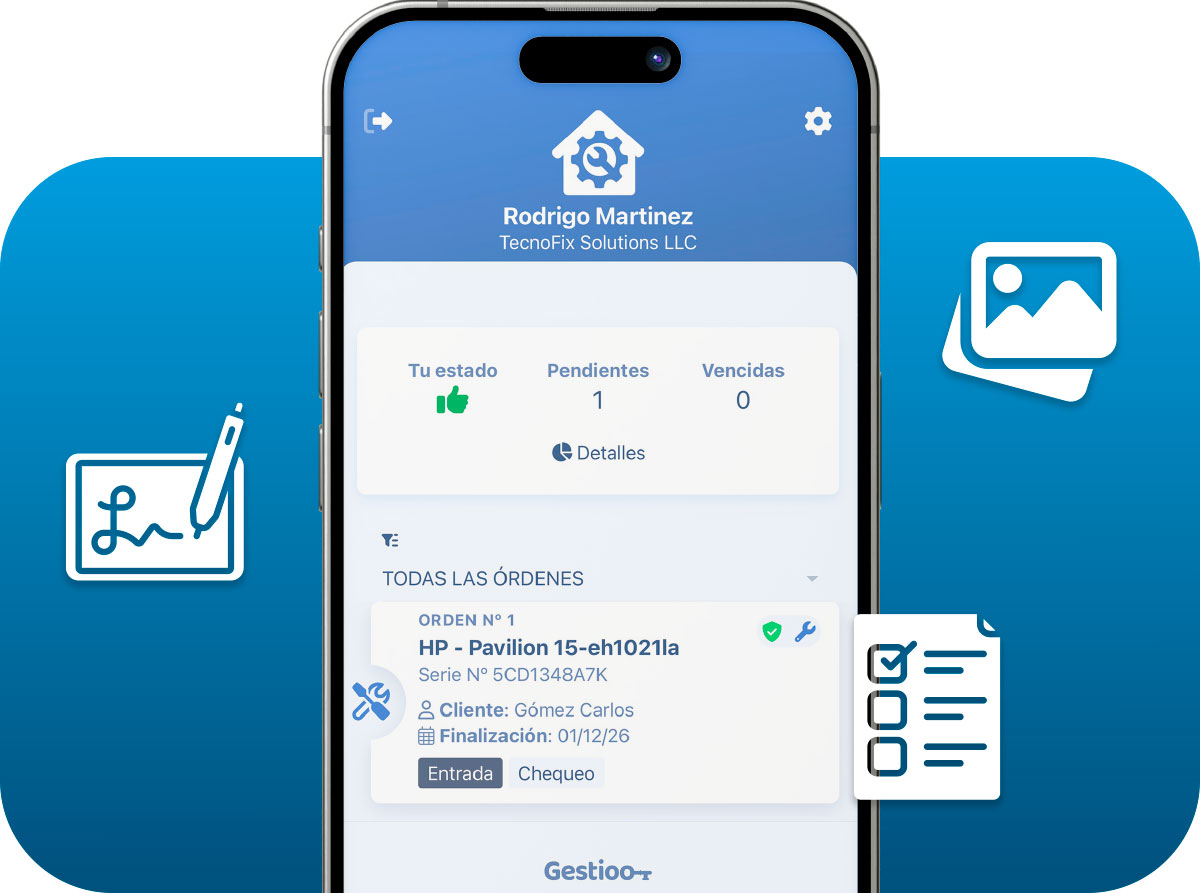 App móvil de Gestioo para técnicos