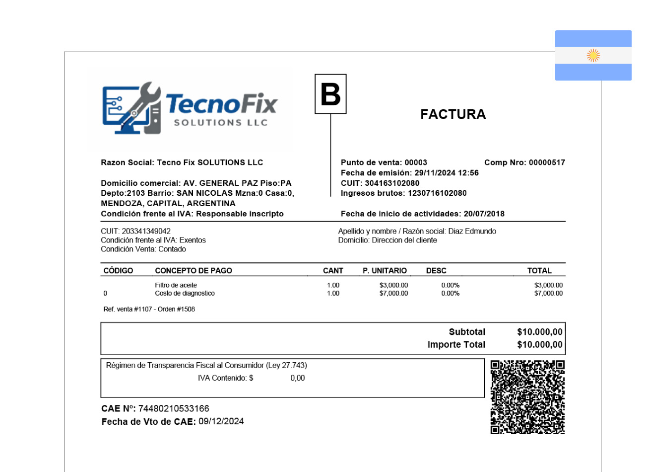 Módulo Facturación electrónica en Argentina