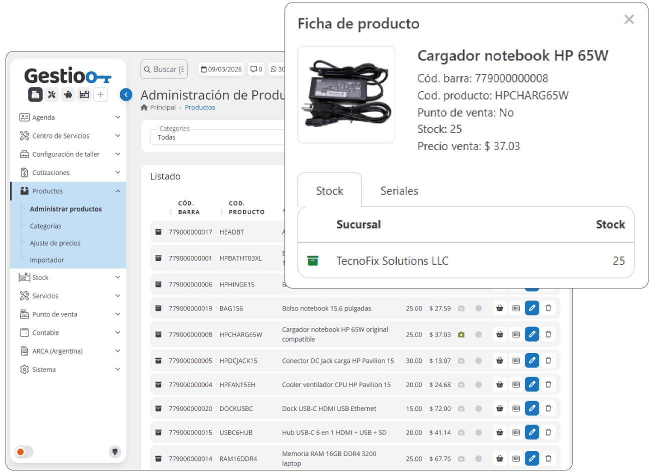 Módulo Catálogo de productos
